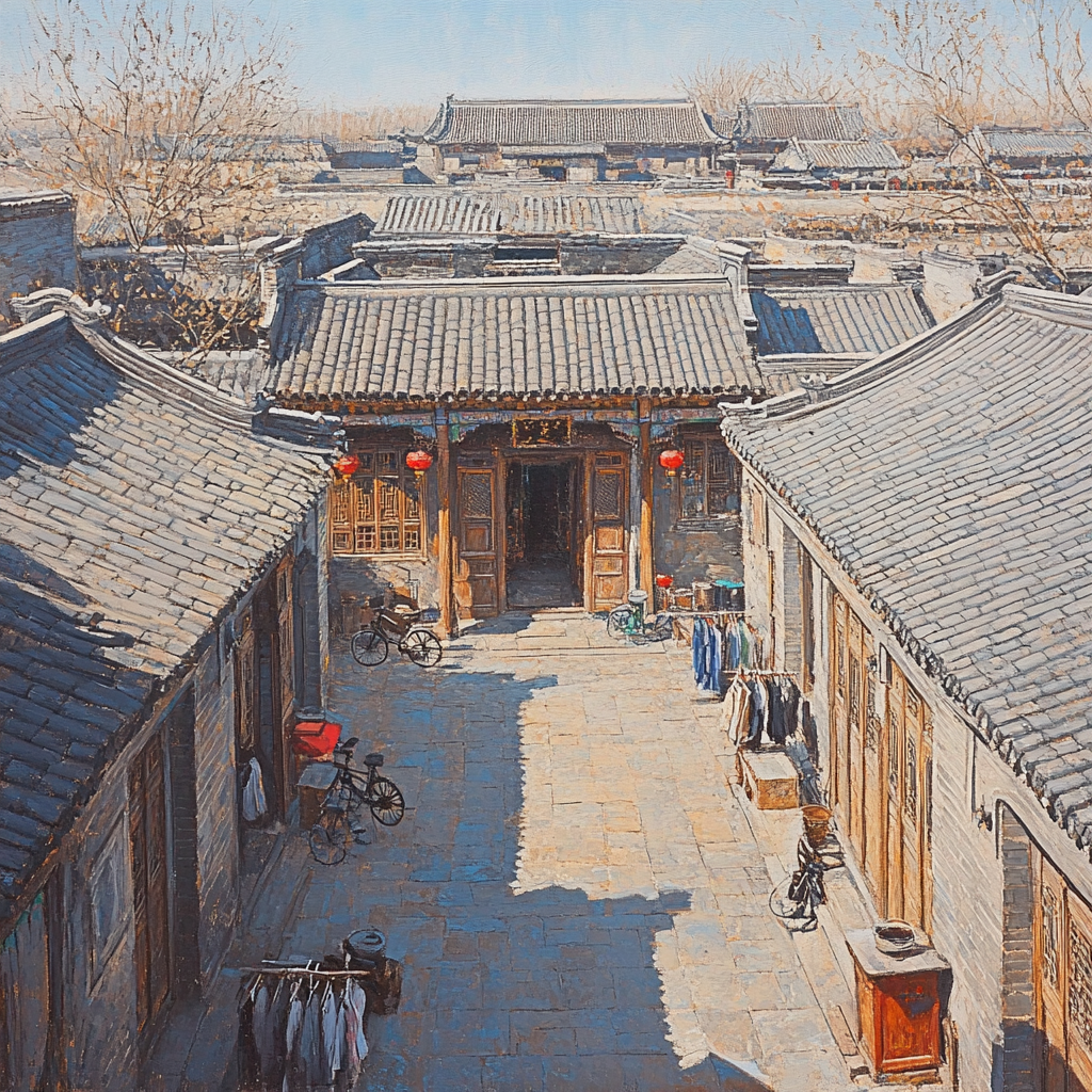 Hutong Courtyard View From Above Beijing China Paint by numbers art