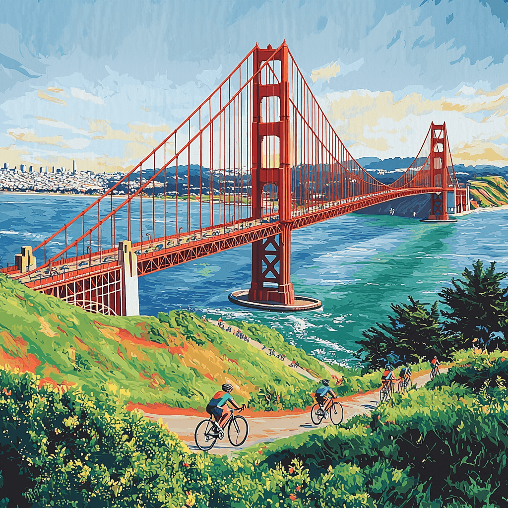 Biking The Golden Gate Bridge Paint By Numbers