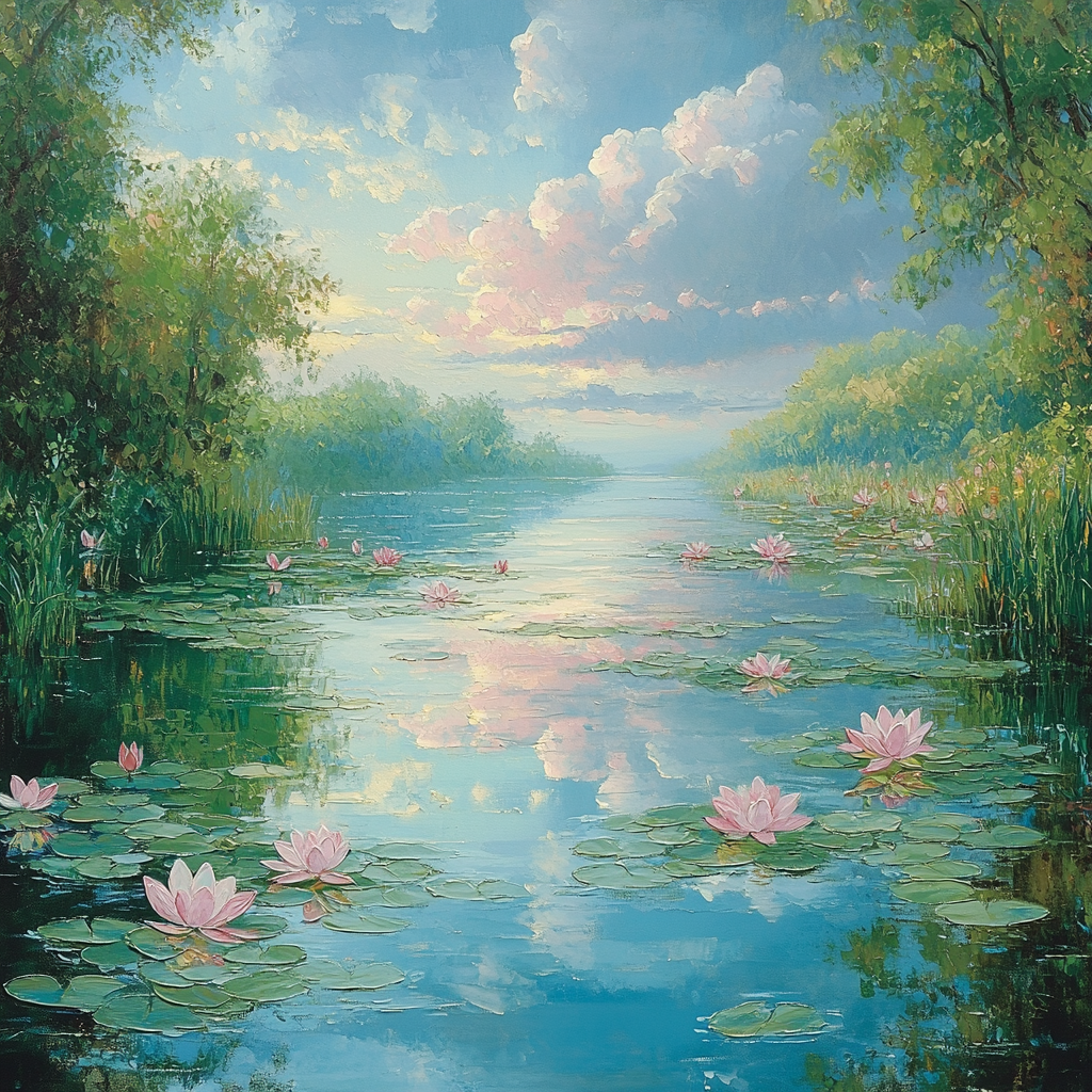 Claude Monet Inspired Serene Lotus Pond Painting by numbers kit