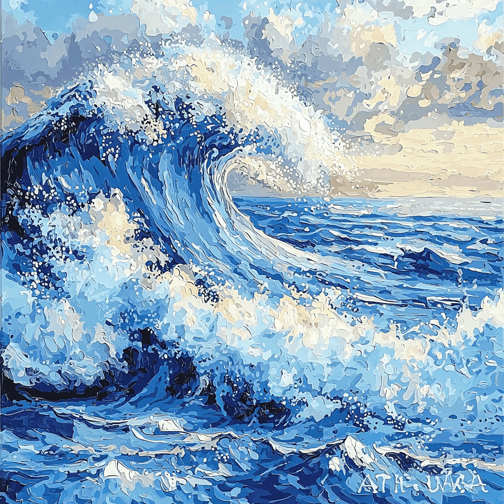 Hokusai Inspired Oceanic Tides Paint By Color