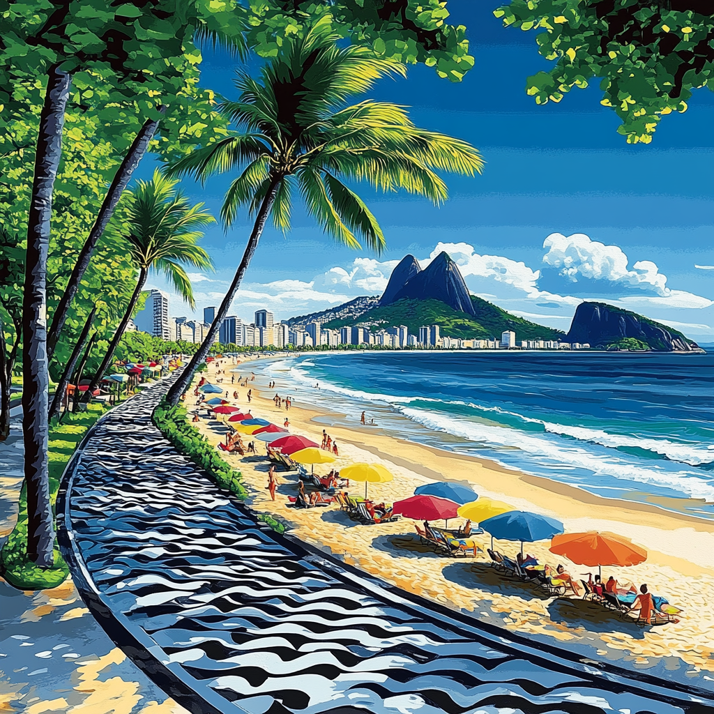 Copacabana Promenade Rio De Janeiro Brazil Paint by numbers art