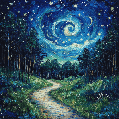 Vincent Van Gogh Inspired Starry Woodland Paths Paint By Number