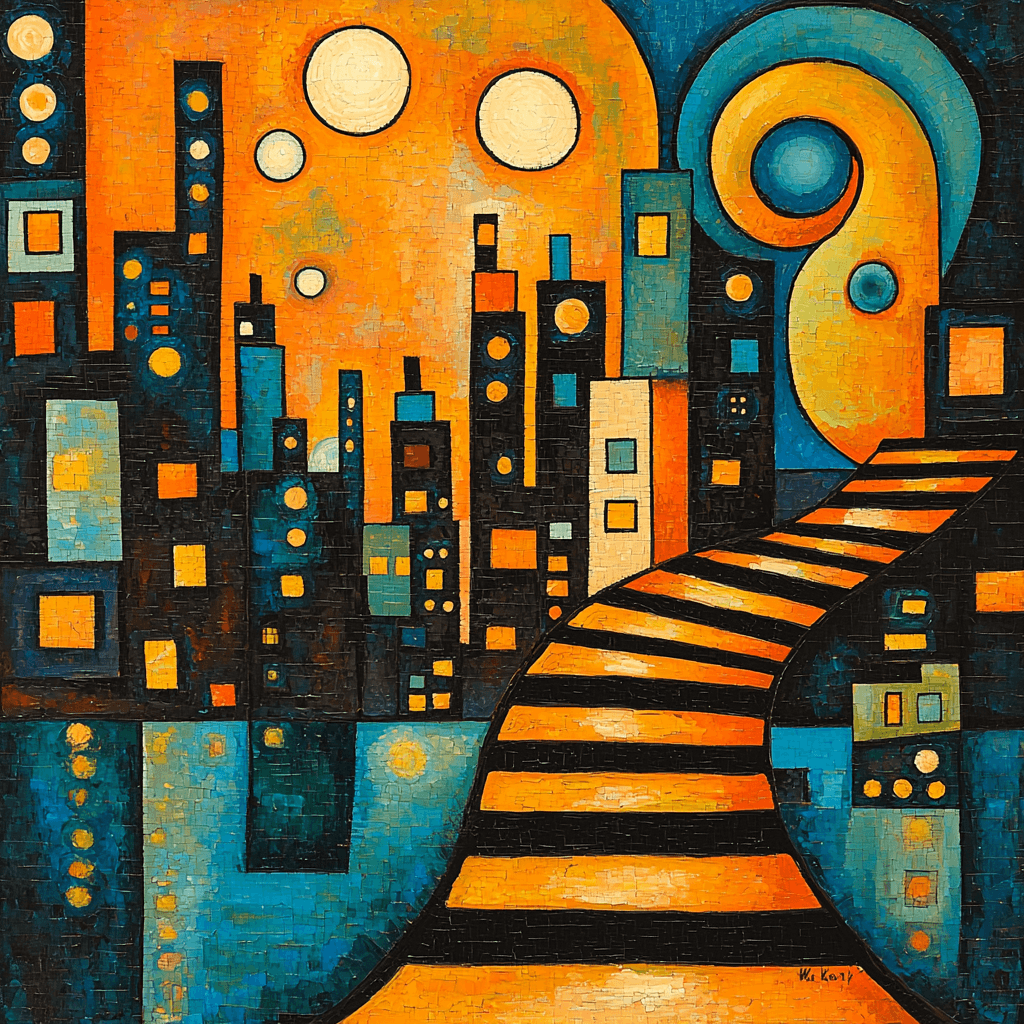 Wassily Kandinsky Inspired Rhythm Of The City At Dusk Paint By Color