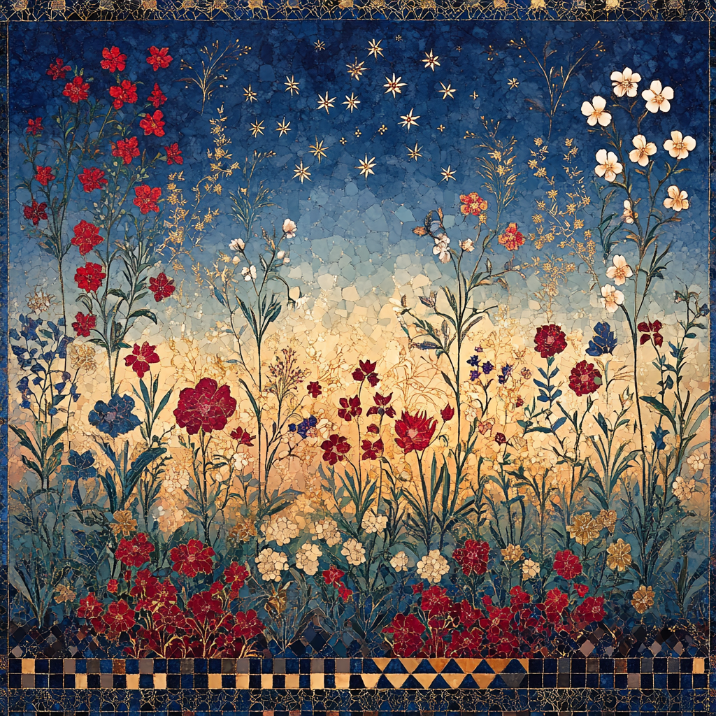 Gustav Klimt Inspired Ornamental Twilight Meadow paint by number