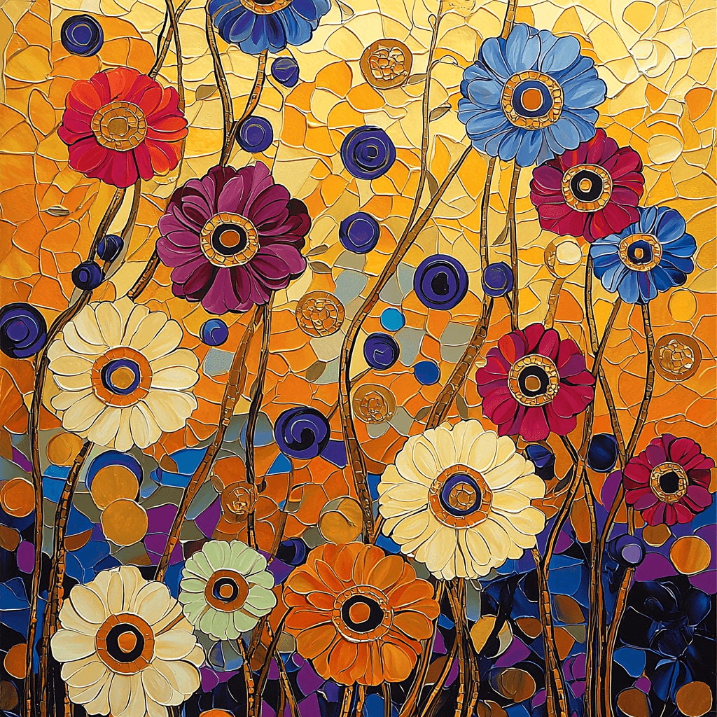 Klimt Inspired Luminous Floral Fantasy Numbered Painting Kits