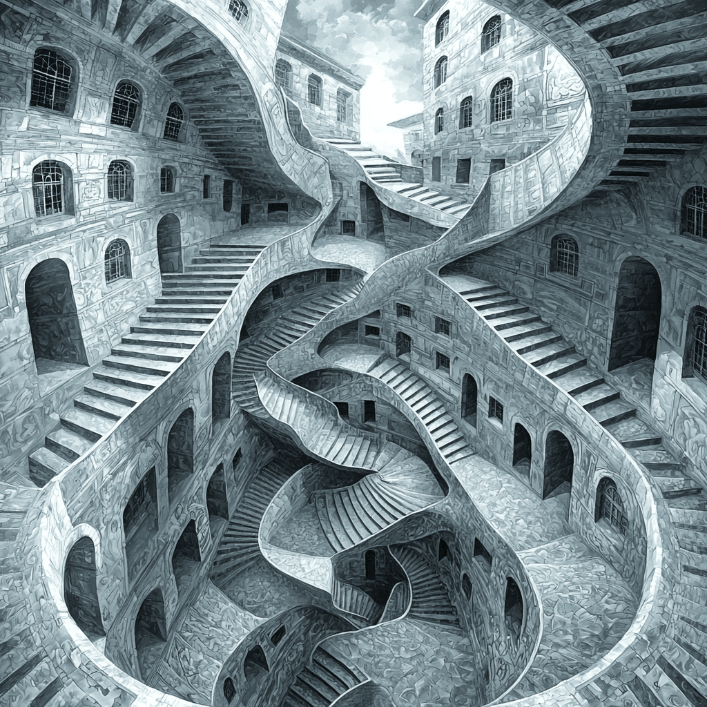 M.C. Escher Inspired Time Traveler's Paradox Painting By Numbers Kit