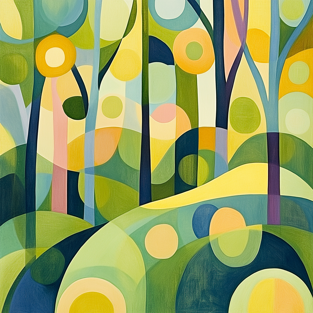 Paul Klee Inspired Geometric Forest paint by number