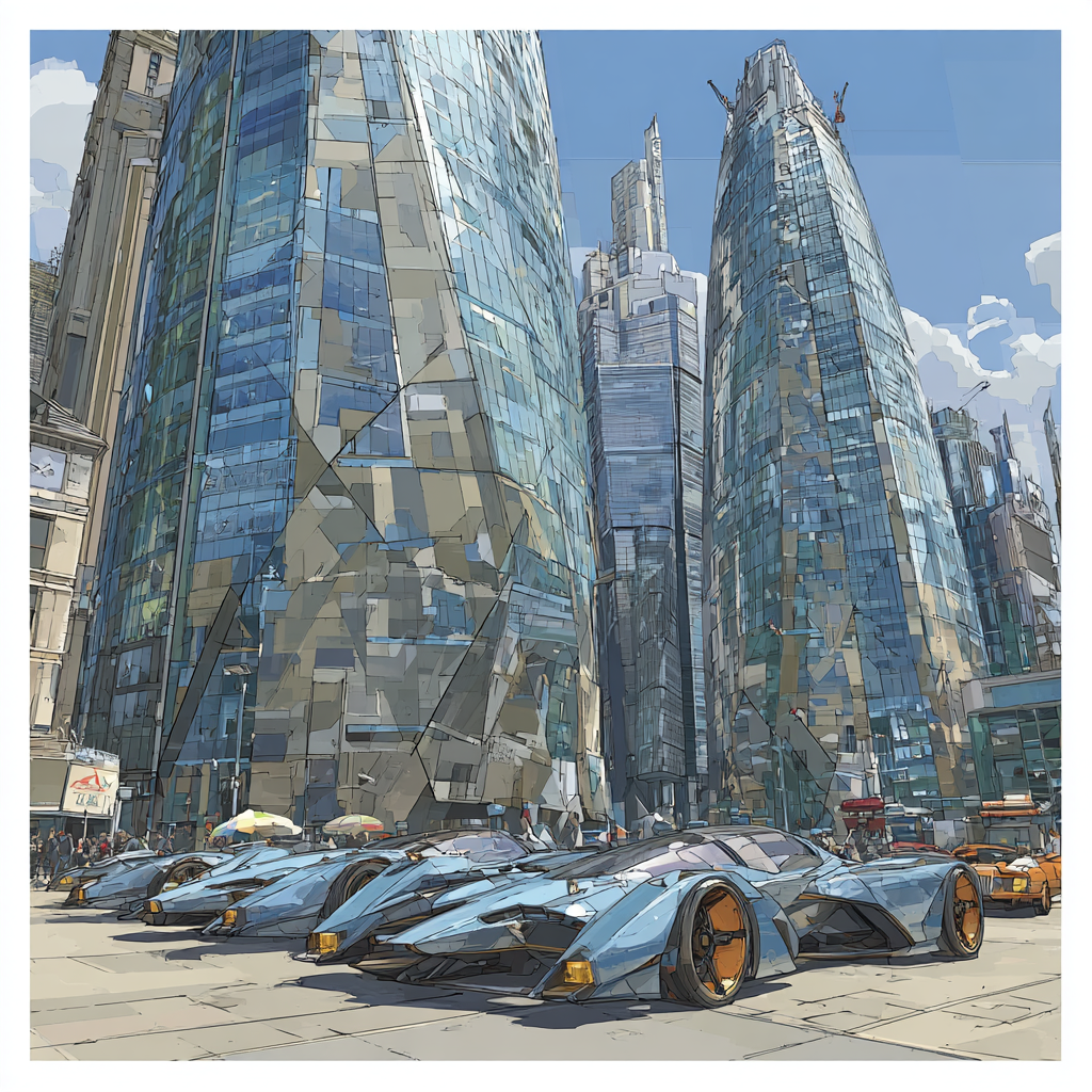 Pablo Picasso Inspired Futuristic Cityscape painting number kit