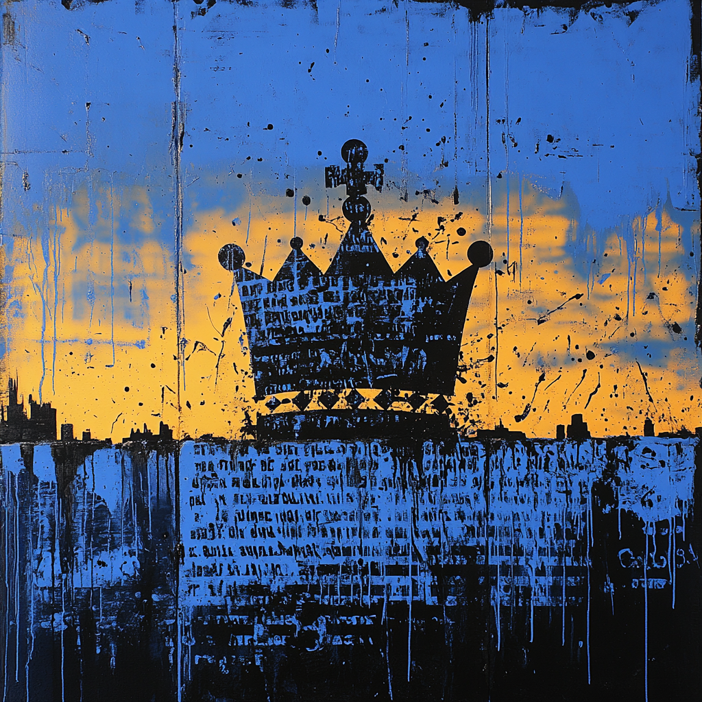 Jean-Michel Basquiat Inspired Urban Crown Number painting