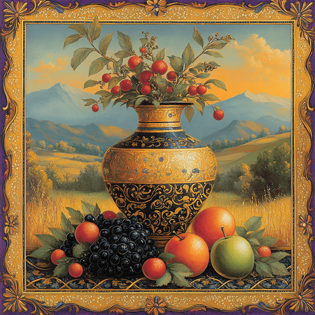 Gustave Klimt Inspired Golden Still Life paint by color
