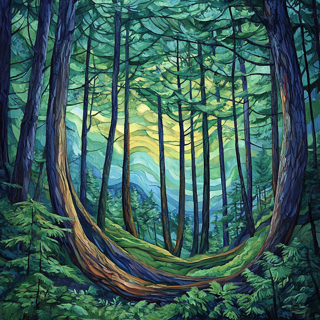 Emily Carr Inspired Cathedral Grove Canopy paint by numbers