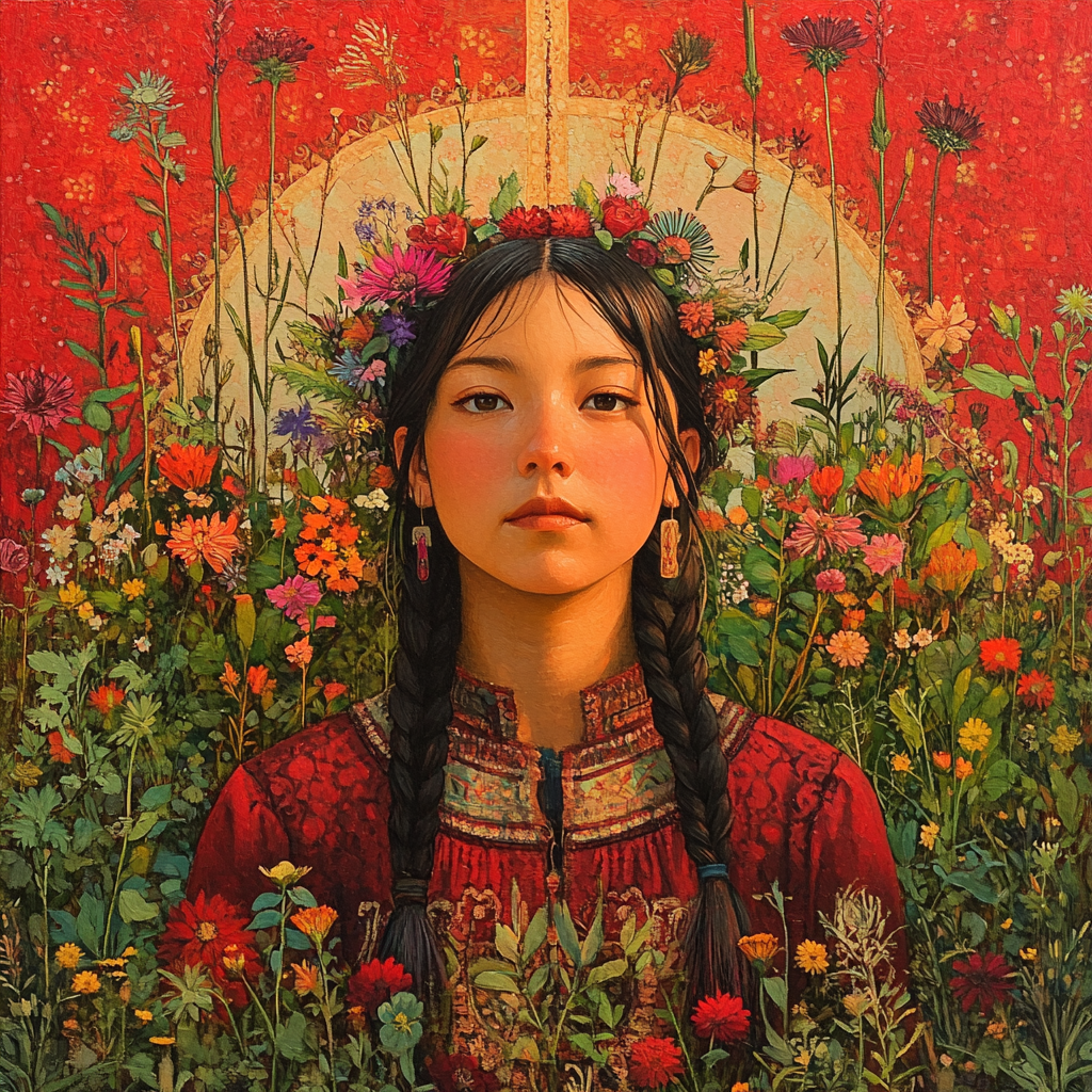 Frida Kahlo Inspired Botanical Self Portrait paint by color