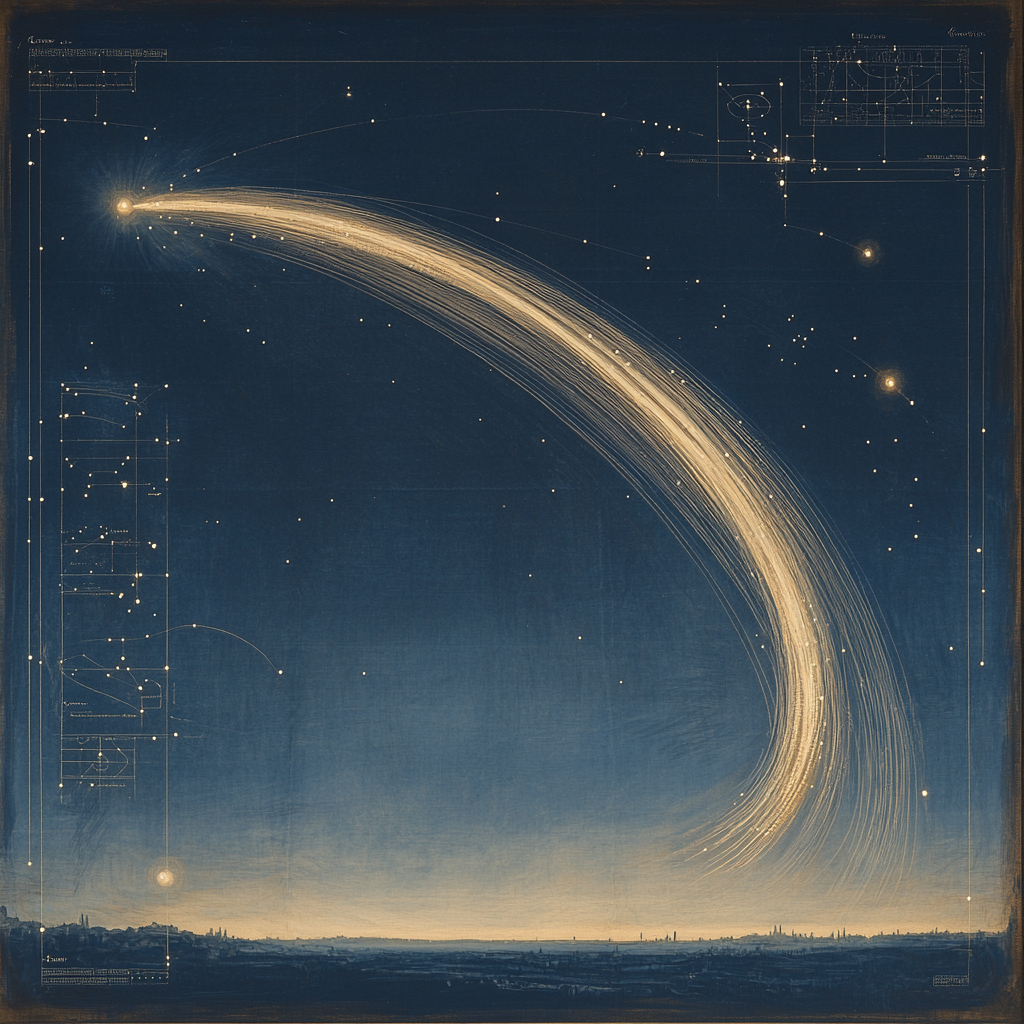 Leonardo Da Vinci Inspired Celestial Comet Arcs DIY paint by numbers