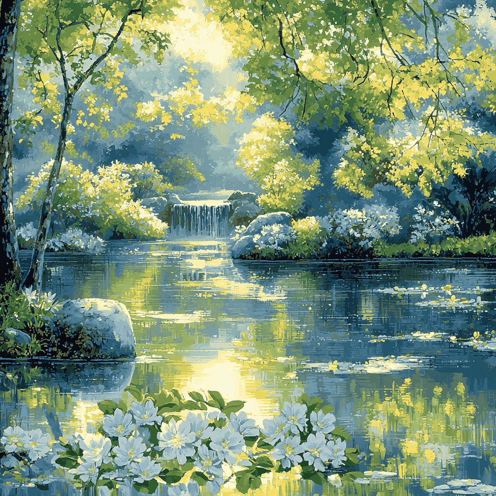 Hiroshige Inspired Garden Of Reflections Paint By Numbers Art