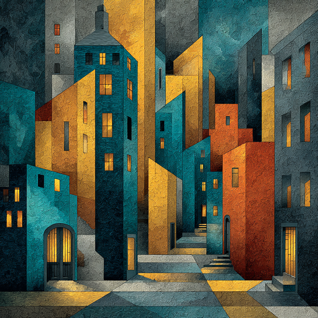 Picasso Inspired Cityscape Cubism painting number kit