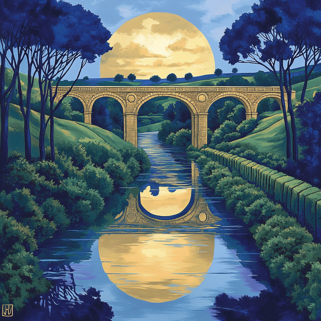 Raphael Inspired Classical Archway Over Silver River Paint by numbers kits