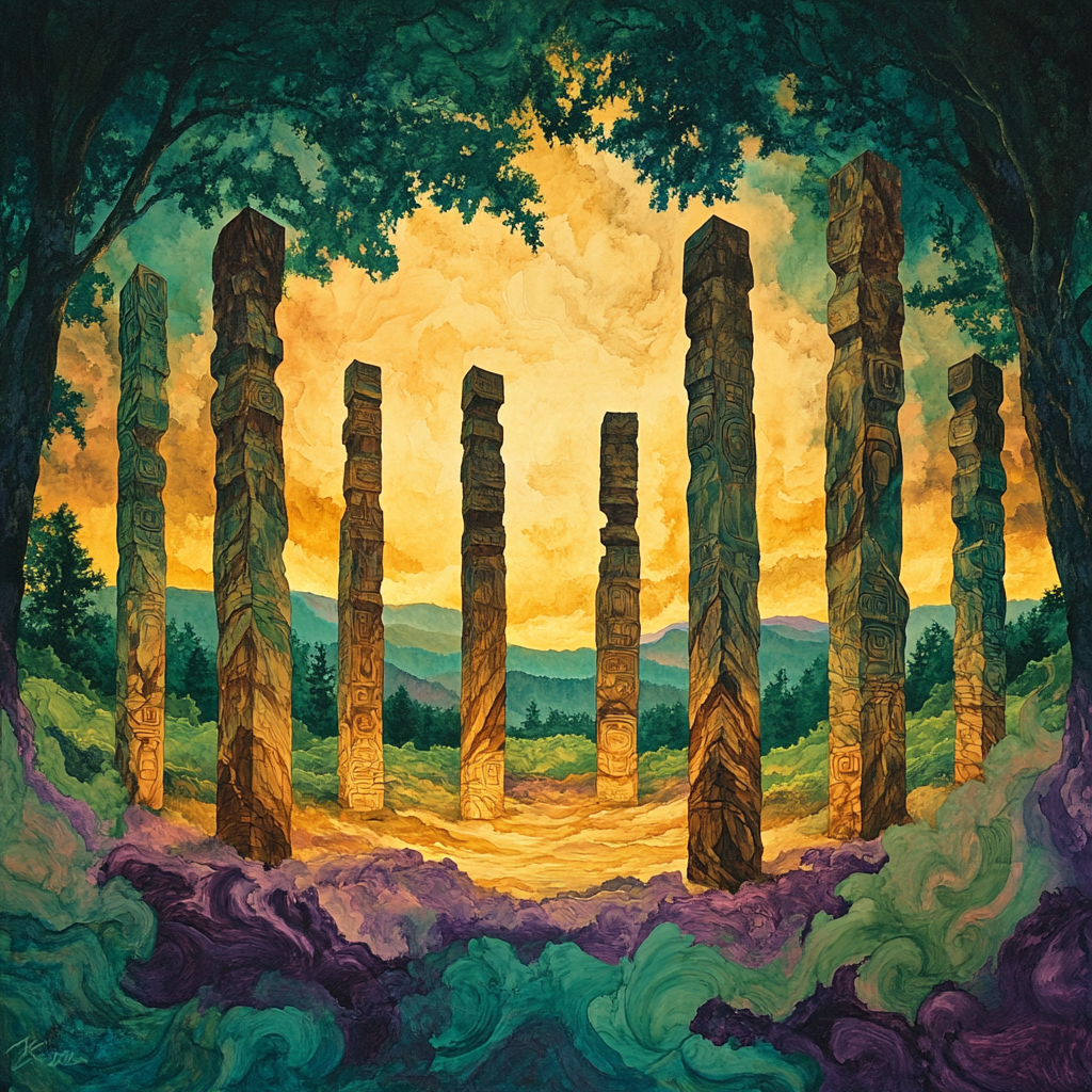 Emily Carr Inspired Totem Clearing Echoes paint by number