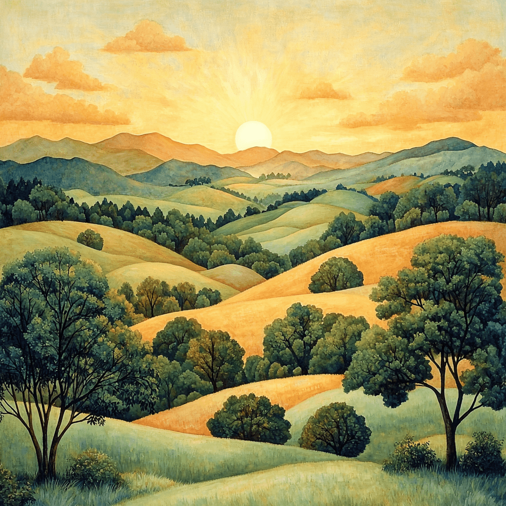 Hiroshige Inspired Mystic Sunrise Over The Hills Paint By Numbers Art