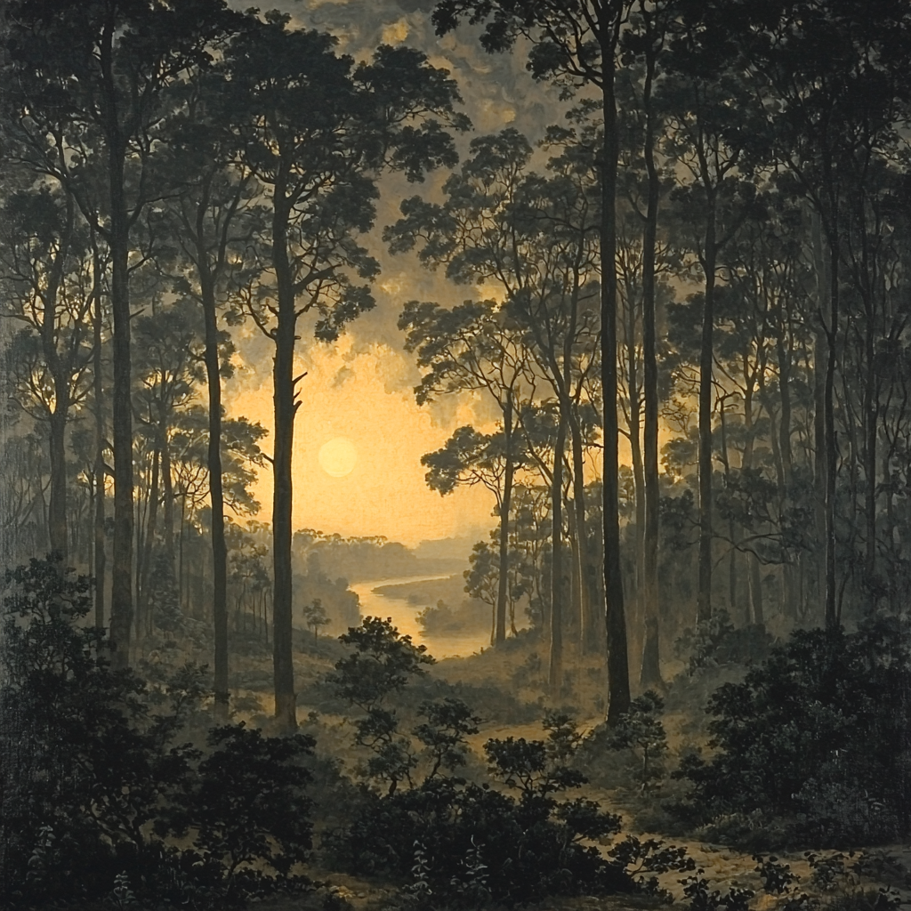 Caspar David Friedrich Inspired Forest Silhouette Numbered Painting Kits