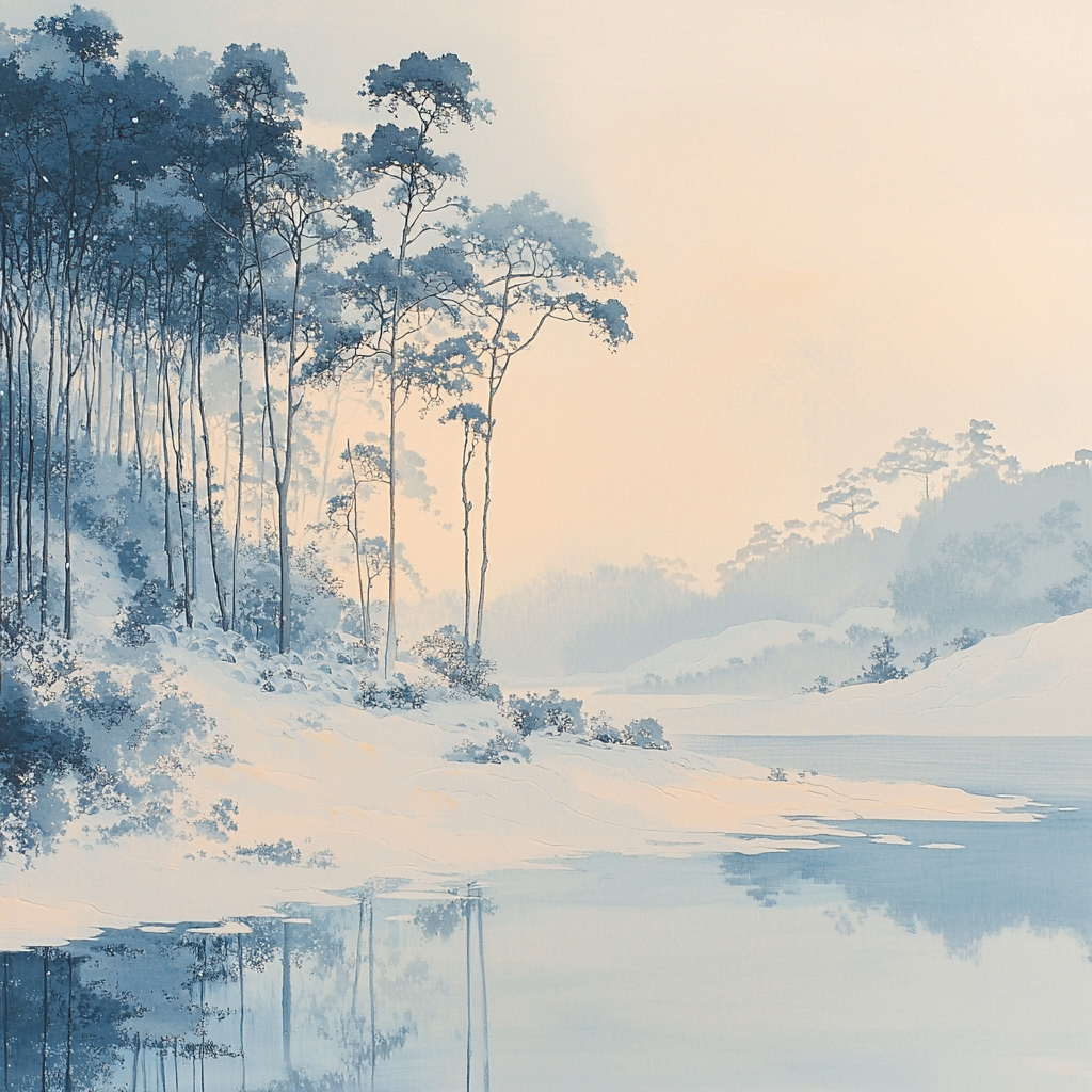 Utagawa Hiroshige Inspired Embrace Of Winter Light Paint By Color