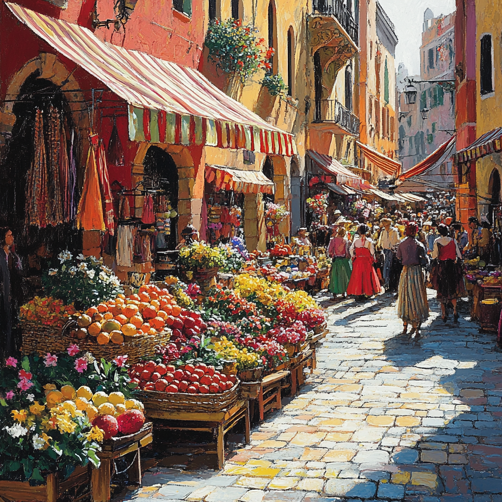 La Rambla Market Life Barcelona Spain paint by numbers