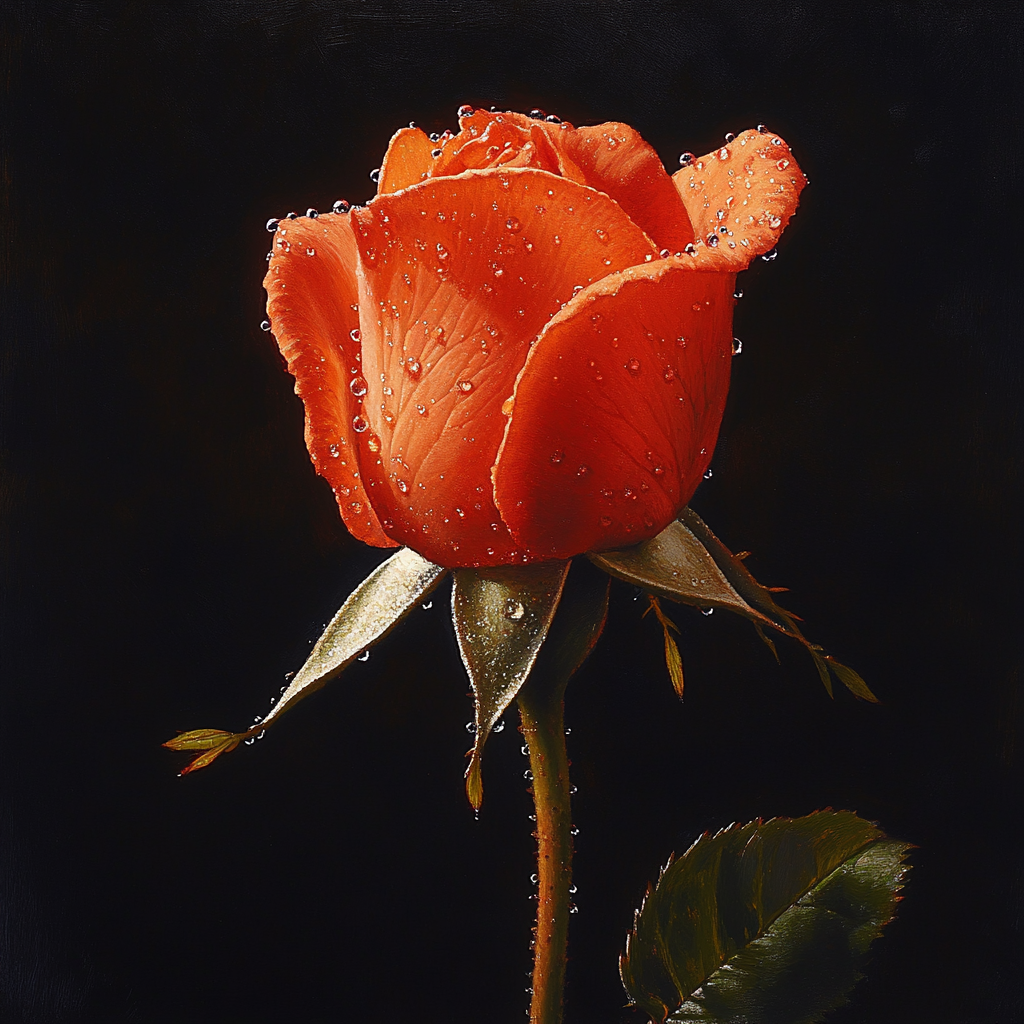 Caravaggio Inspired Rosebud After Rain Numbered painting kits