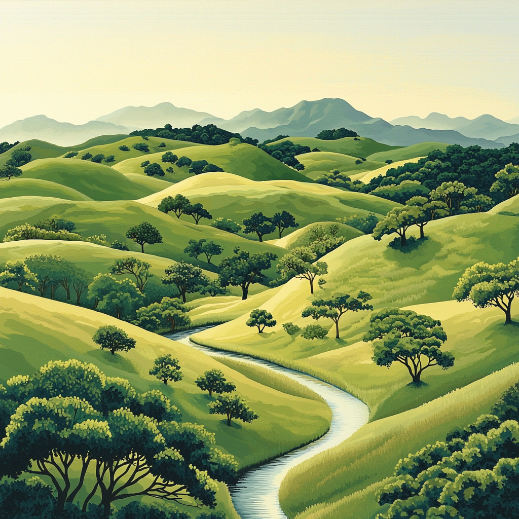 Utagawa Hiroshige Inspired Flowing Harmony Of Nature Paint By Color