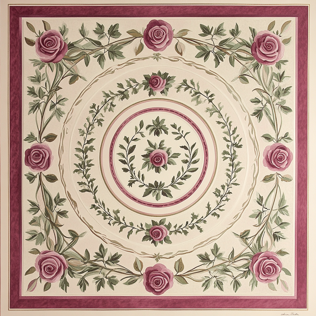 Alphonse Mucha Inspired Timeworn Garden Emblem Paint by numbers art