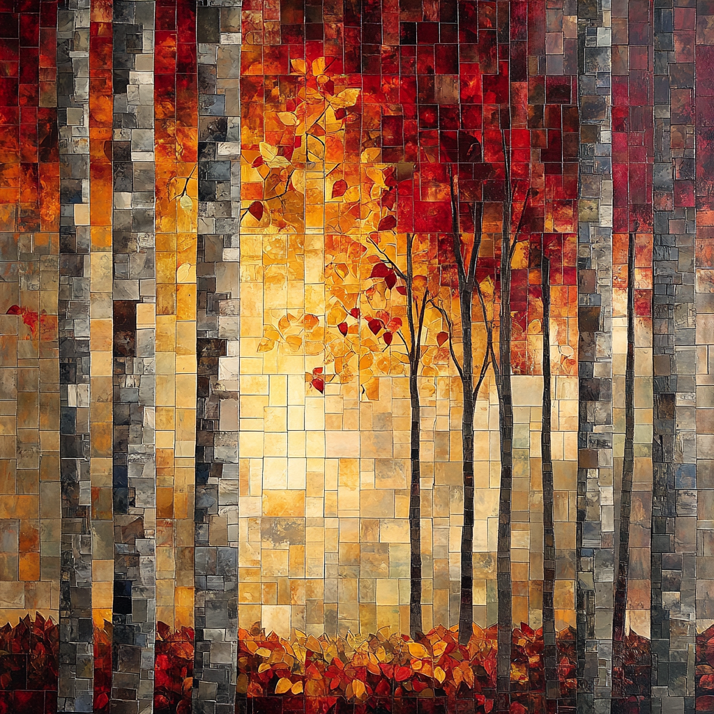 Jean-Paul Riopelle Inspired Autumn Mosaic Forest Numbered painting kits