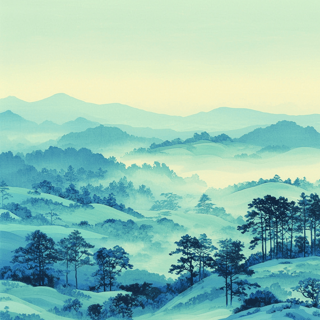 Utagawa Hiroshige Inspired Eternal Morning Mist Paint By Number