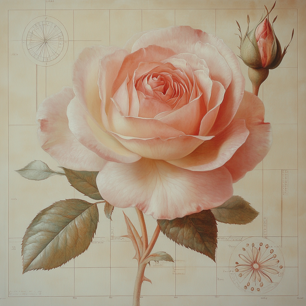 Leonardo Da Vinci Inspired Rose And Seed Pod Study DIY paint by numbers