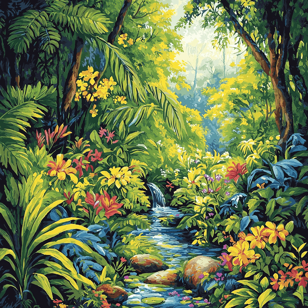 Henri Rousseau Inspired Fantasy Forest Glade Paint By Color