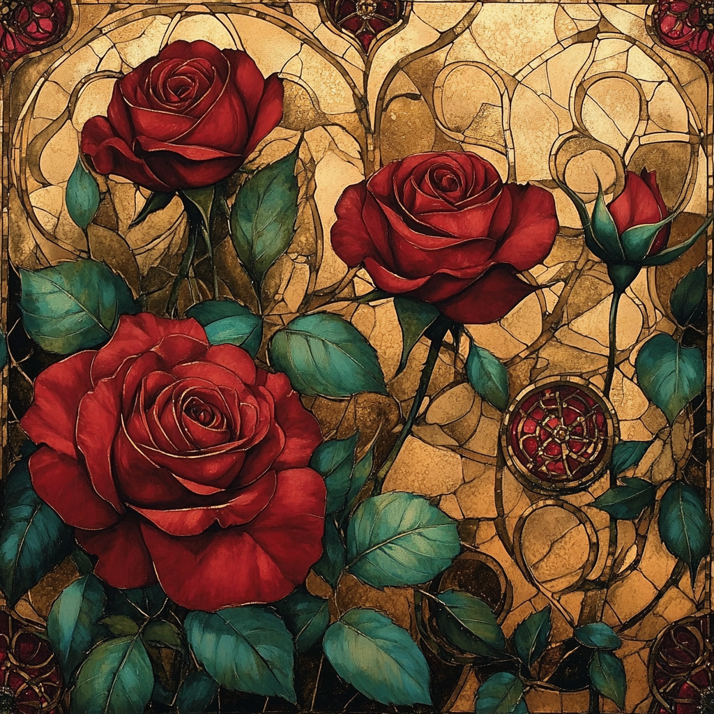 Gustave Klimt Inspired Garden Of Roses painting number kit