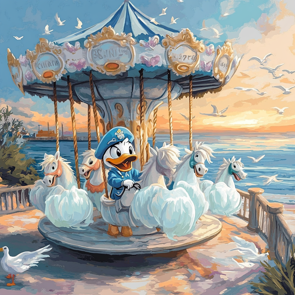 Ghostly Carousel At Dawn With Donald Paint by numbers kits