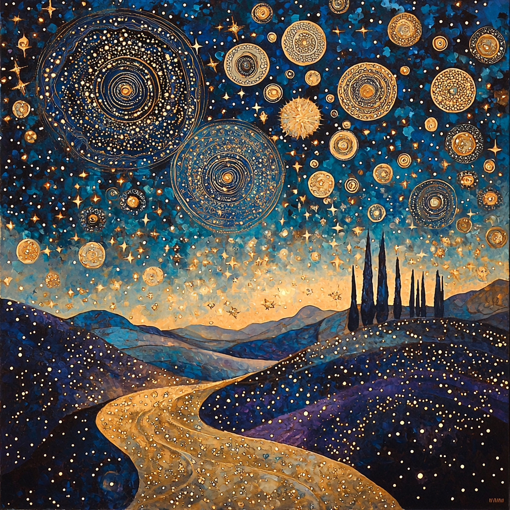 Gustav Klimt Inspired Serenade Of The Cosmos Numbered Painting Kits