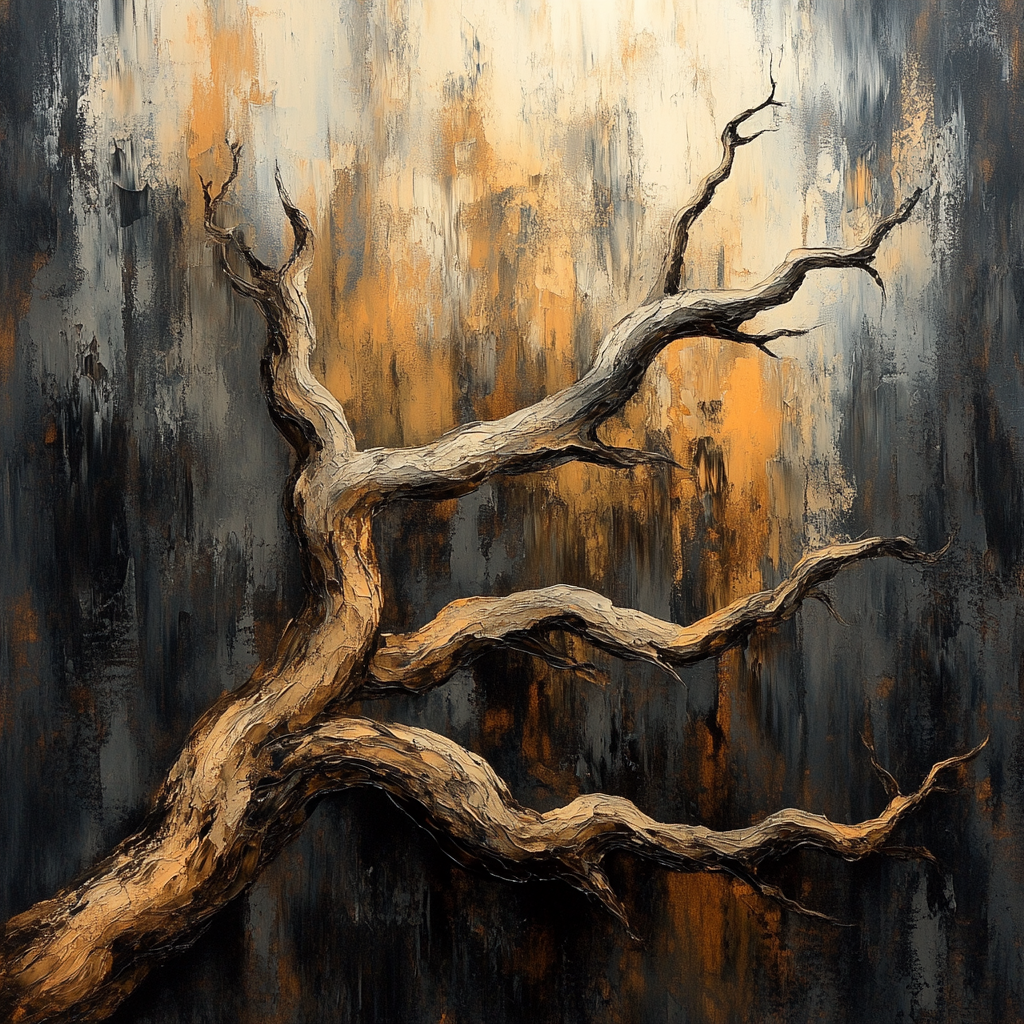 Francisco Goya Inspired Weathered Still Life Of Twisted Branches paint by number