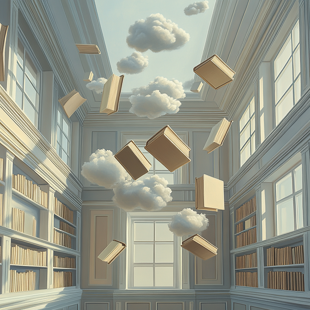 Rene Magritte Inspired Floating Library Number painting