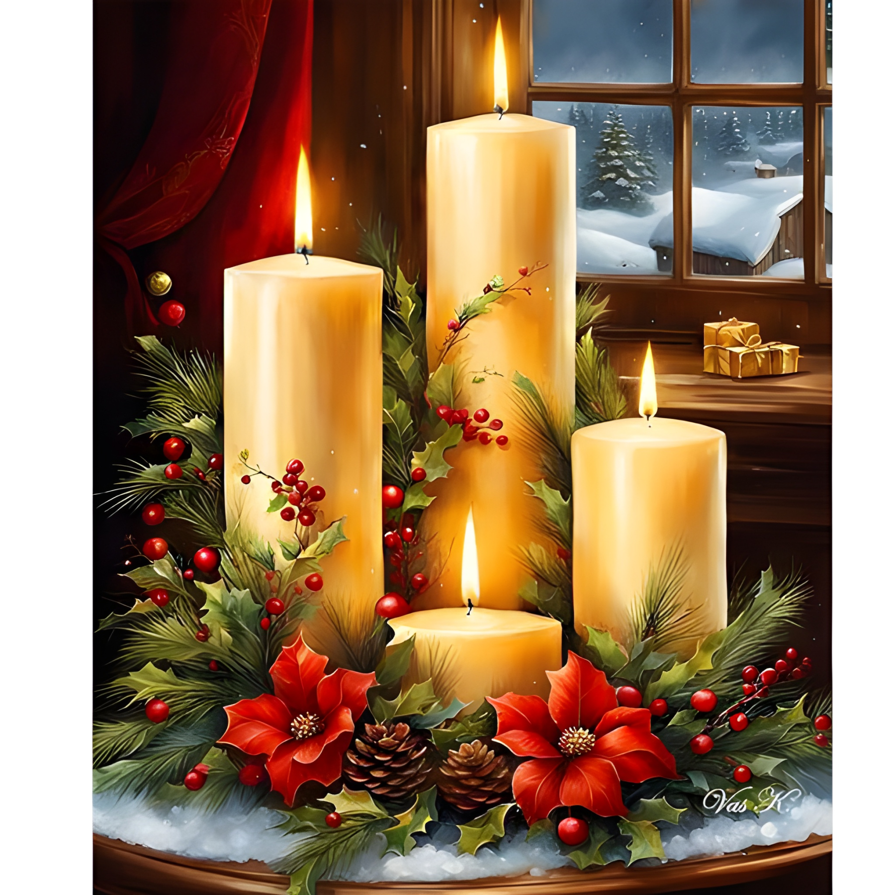 Christmas Paint By Numbers DIY Canvas Kit For Home Decor