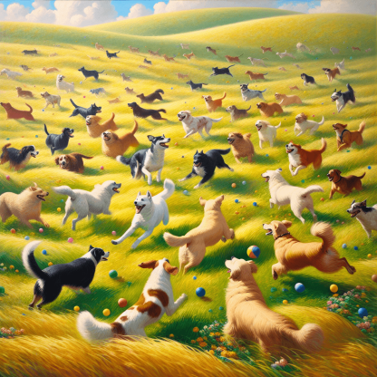 Dog's Playful Meadow Paint By Numbers