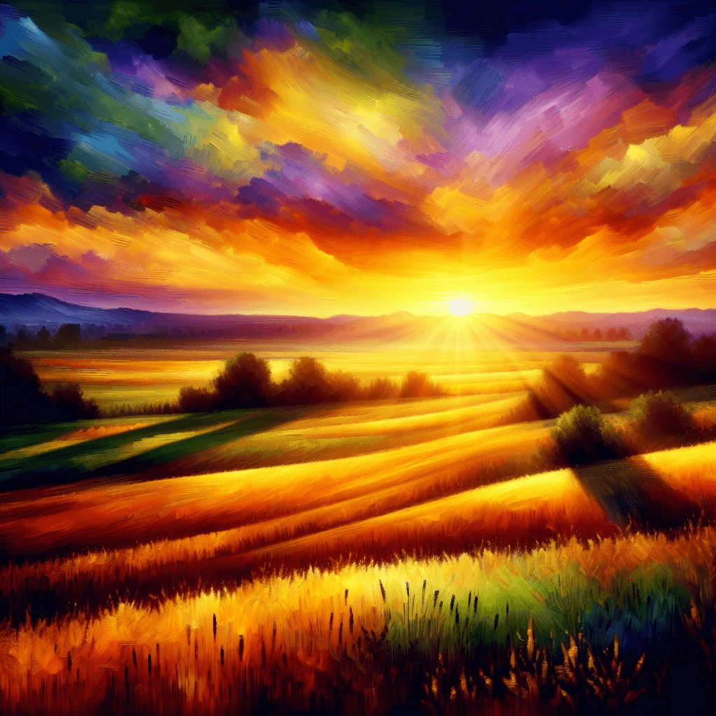 Sunset Over The Fields Painting By Numbers Kit
