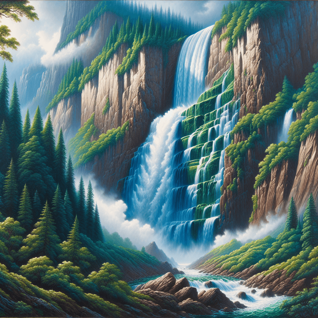 Majestic Waterfall Escape Number Painting