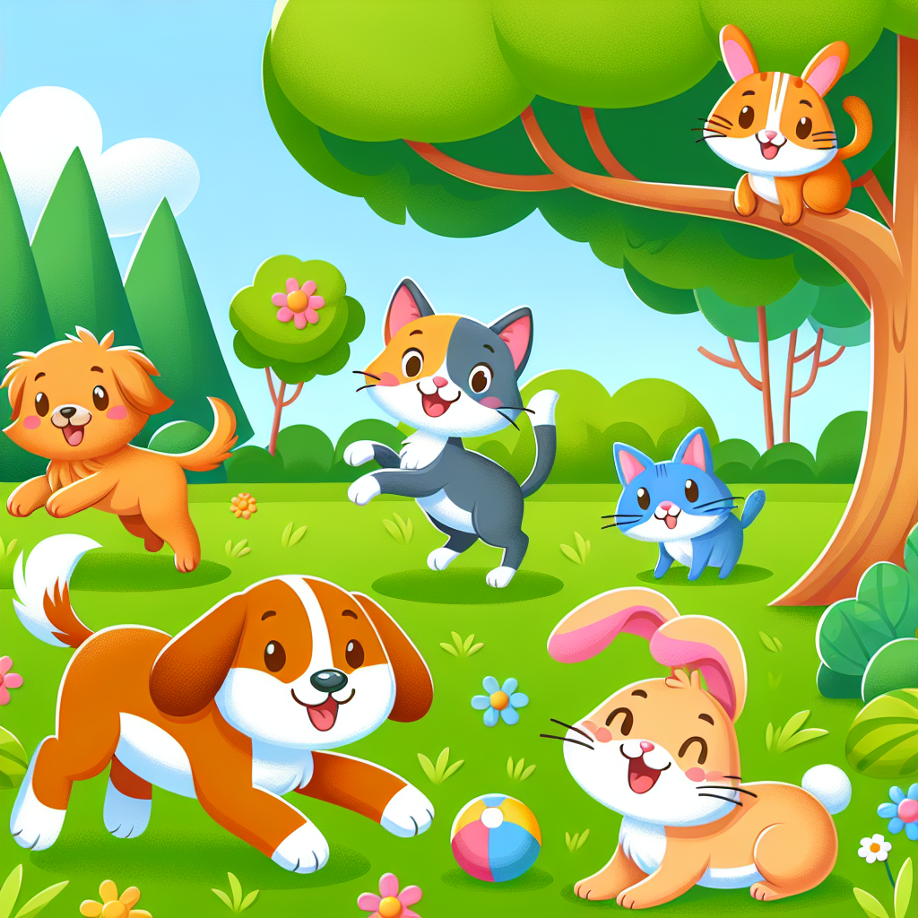 Happy Animal Friends At The Park Paint By Number