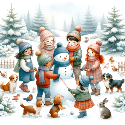 Joyful Snowy Day Paint By Numbers Art