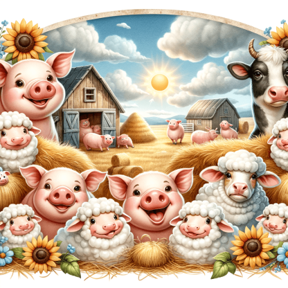 Cheerful Farm Animals Paint By Numbers Art