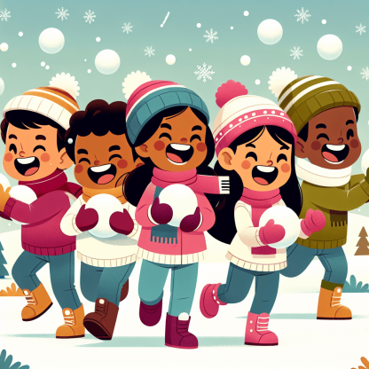 Playful Snowball Fight Paint By Numbers Kits