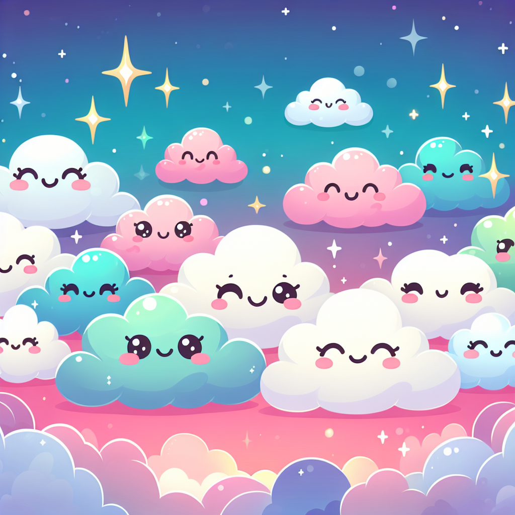 Whimsical Clouds And Stars Paint By Number