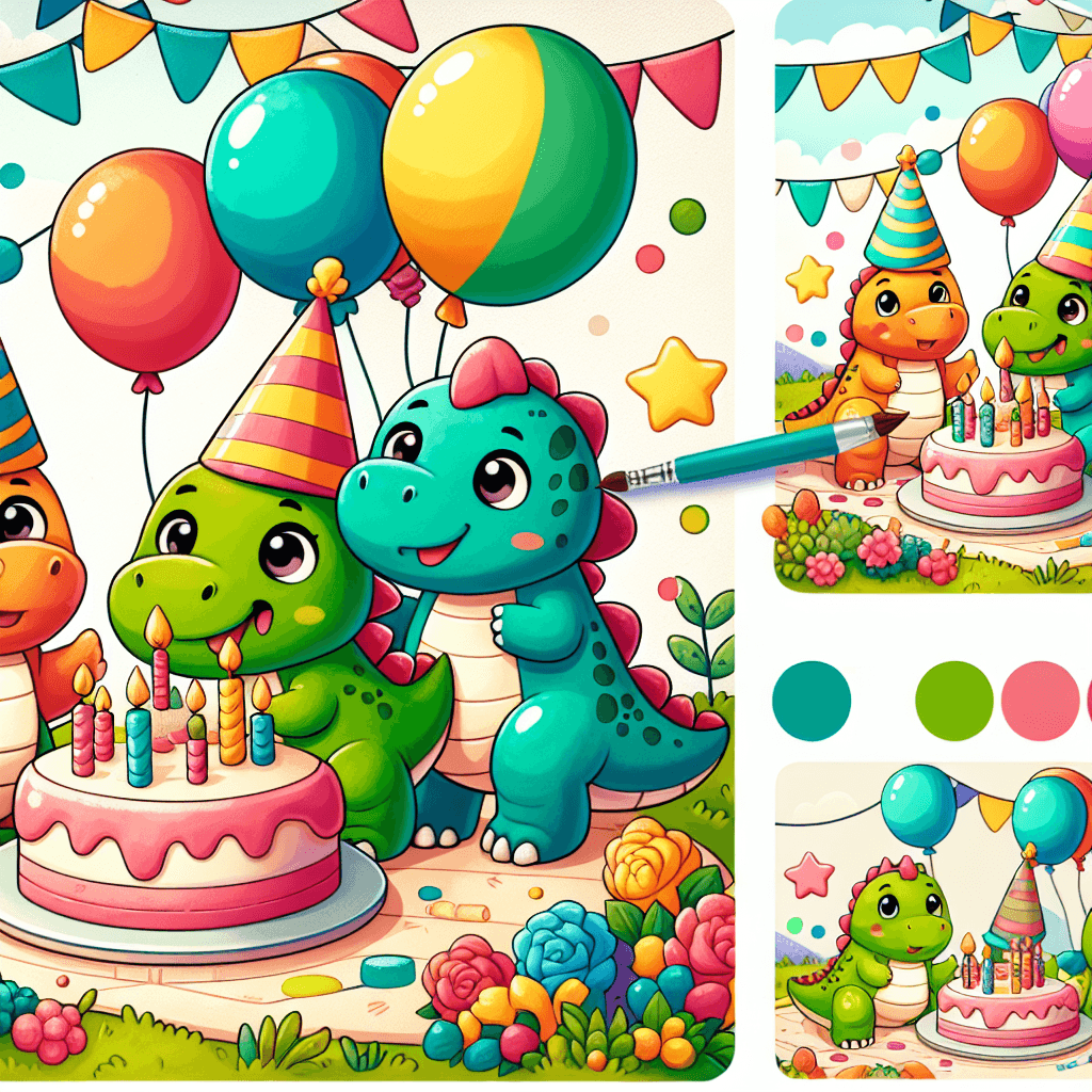 Tiny Dinosaurs Party Paint By Numbers Art