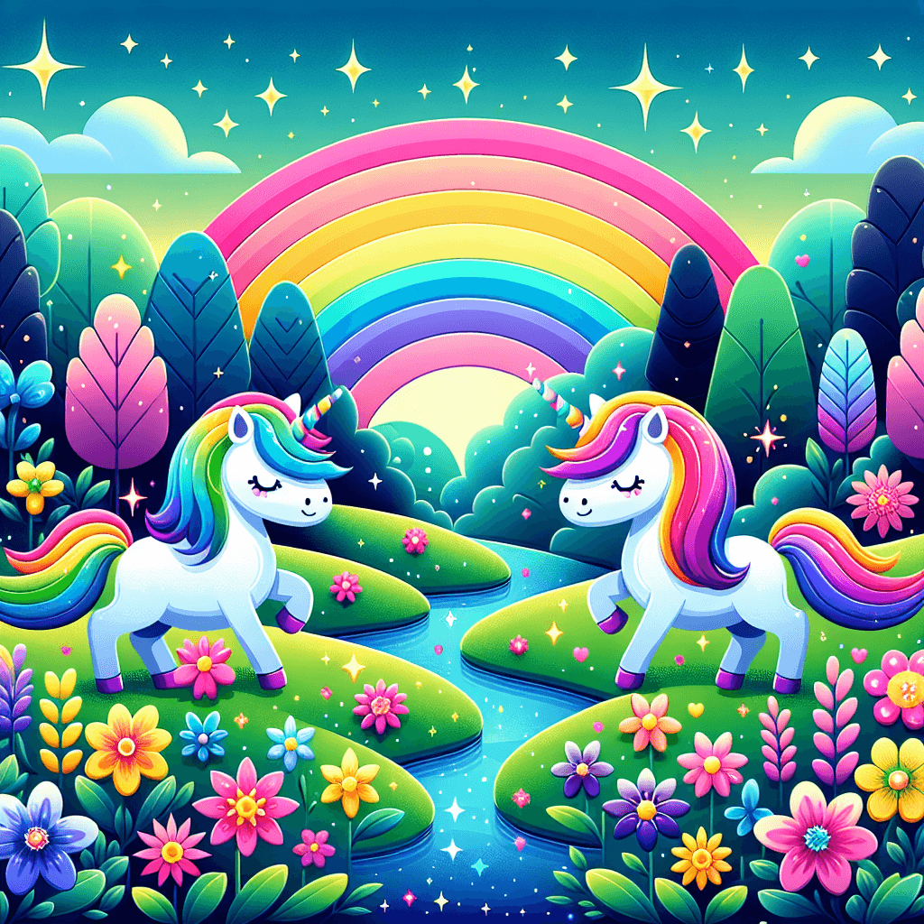Rainbow Unicorns In The Enchanted Meadow Paint By Numbers