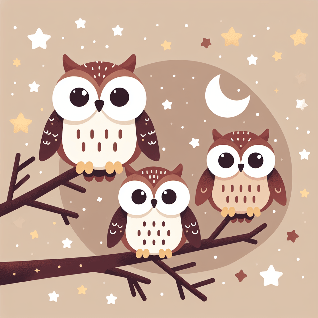 Charming Night Sky Owls Numbered Painting Kits