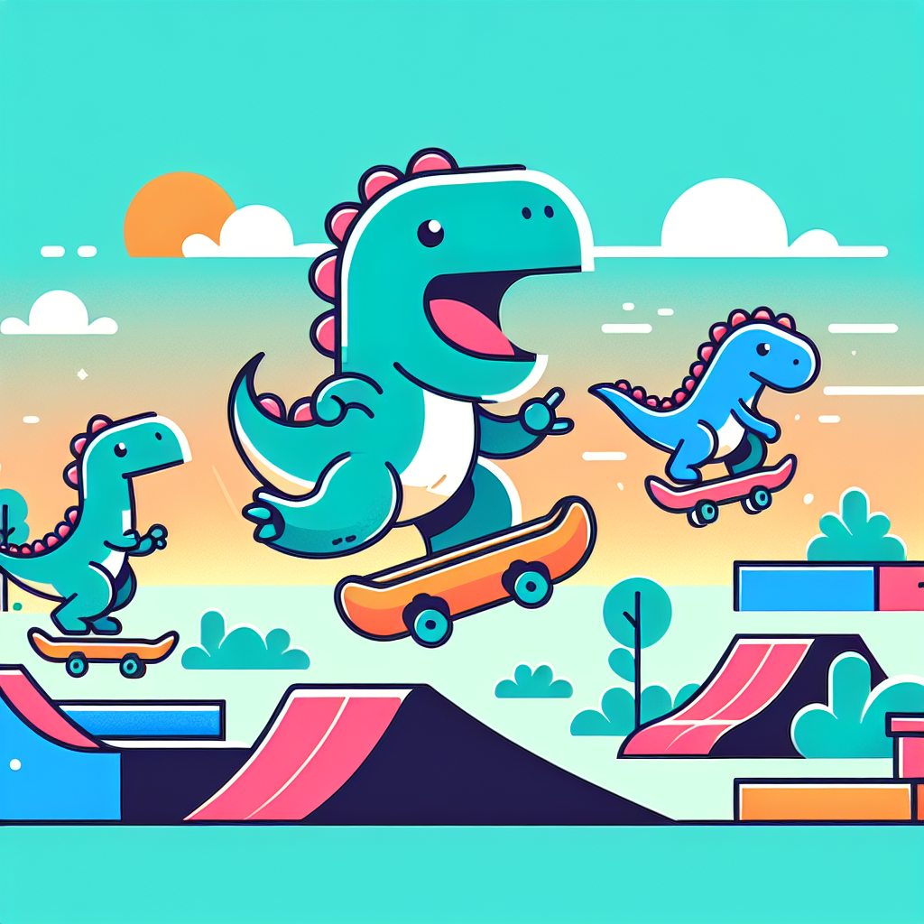 Dino Skateboard Park Paint By Numbers